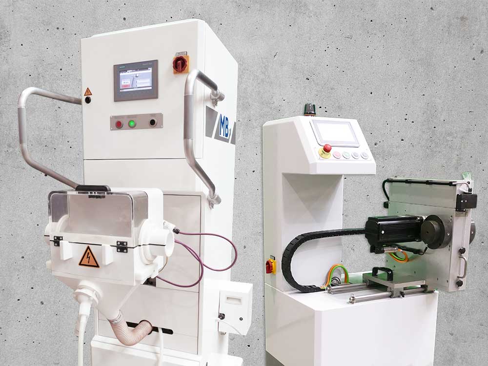 Extrusionsfolgemaschinen Bepuderungsmaschine MB Coater und Rotationsschneider RC